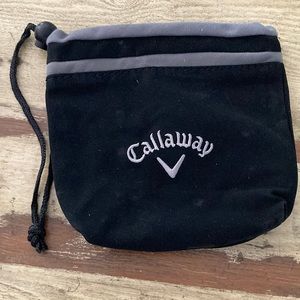 BLACK/GRAY BAG/POUCHES W DRAW STRINGS. USED FOR GOLF BUT CAN USE FOR ANYTHING!